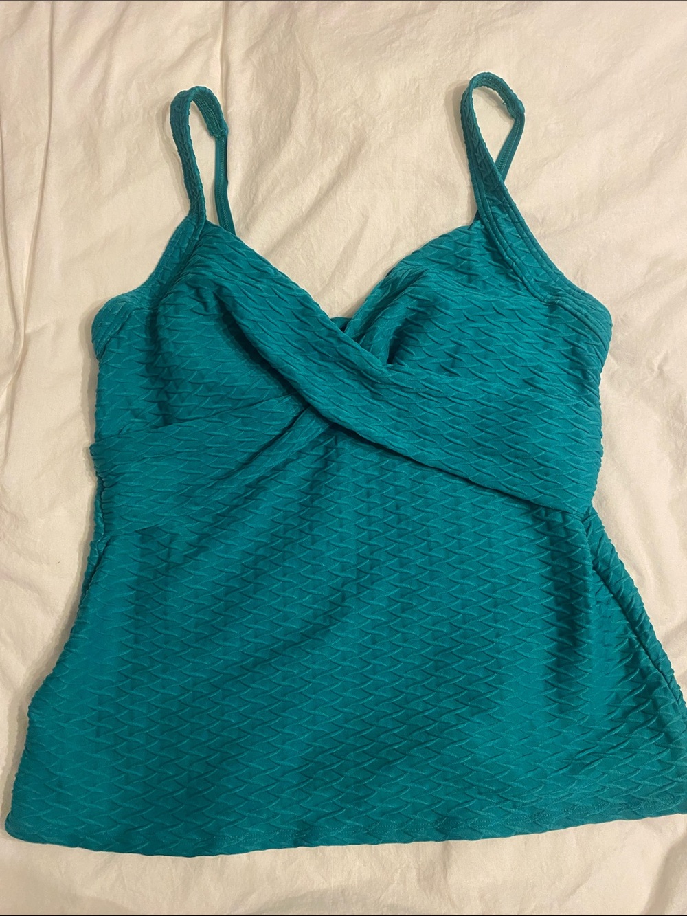 Lands’ End Emerald Green Tankini Swim Top size 14